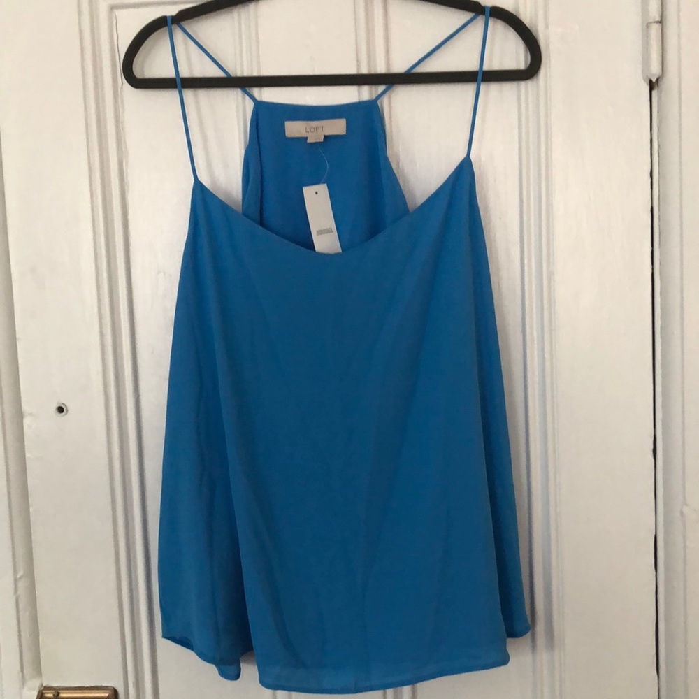 Blue silky drapey LOFT tank, Sz XL